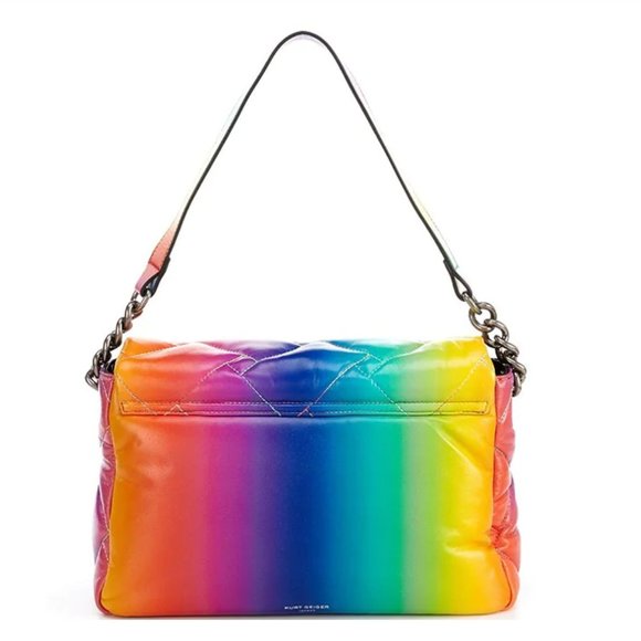 NWT Kurt Geiger Large Kensington Rainbow Ombre Quilted Pillow Bag Leather - Picture 2 of 7